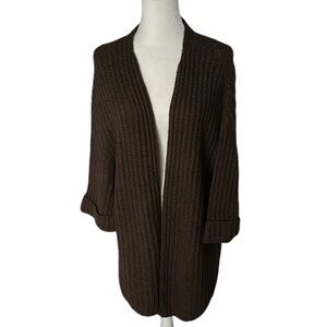 Knititude NWT brown wool cardigan soft baby alpaca quiet luxury classic size M